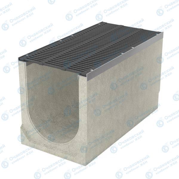 Лоток бетонный RAINPRO ЛВ-40.52.61-Б с уклоном с решеткой ВЧ кл. E(щелевая) У01-56