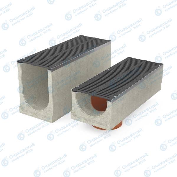 Лоток бетонный RAINPRO ЛВ-30.38.41-Б с решеткой ВЧ кл. E(щелевая) (Л-Б-100-40-23 комплект)